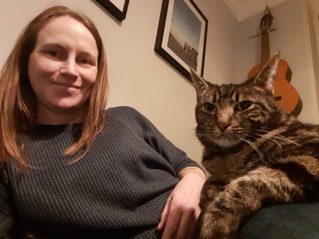 Ruther with her cat Moosh